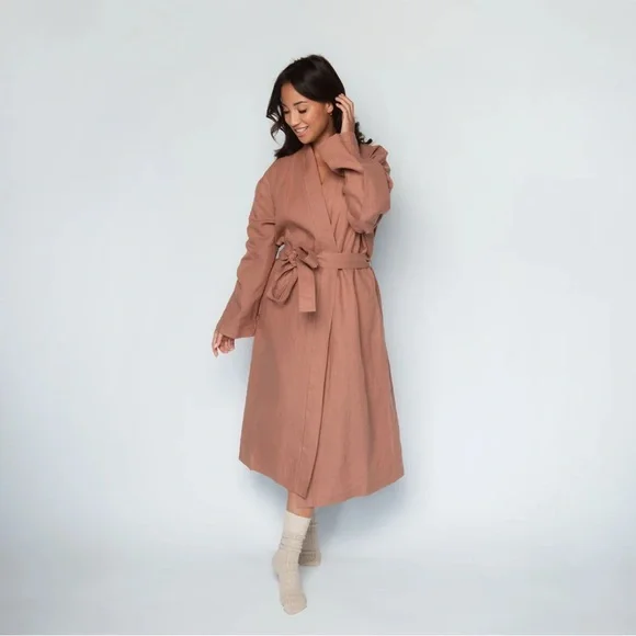 Parachute Linen Robe In Clay Size Small
